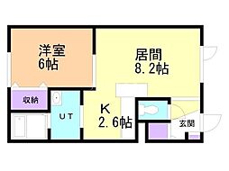 グランディールハウスC 1LDKの間取図画像