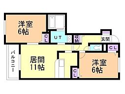 カーサセレーナ 2LDKの間取図画像