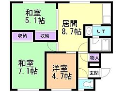 忠和マンション 3LDKの間取図画像