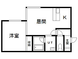 メモリアル東光 1LDKの間取図画像