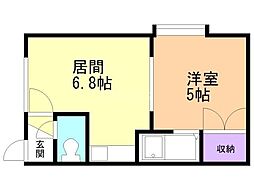 永大グリーンハイツ末広48 1DKの間取図画像