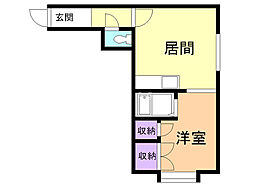 第5リバーハイツ藤 1DKの間取図画像