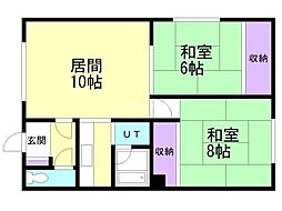 東栄コーポ 2LDKの間取図画像