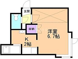 フォーエバー 1Kの間取図画像
