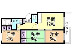 すみのい第2コーポ 3LDKの間取図画像