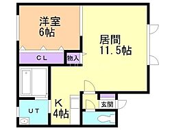 マンションB.Blood3 1LDKの間取図画像