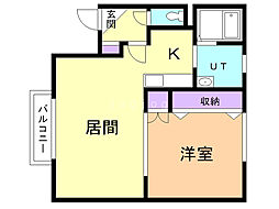 グランディールハウスE 1LDKの間取図画像