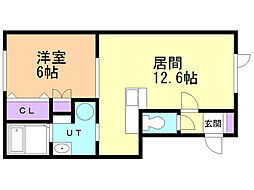 サウスグラース 1LDKの間取図画像