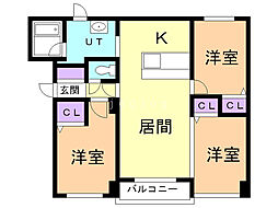 グランデール豊岡 3LDKの間取図画像