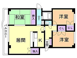 エスティ神楽 3LDKの間取図画像