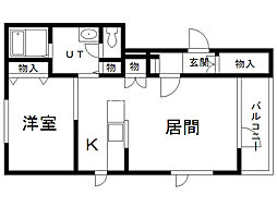 ロイヤルガーデン 1LDKの間取図画像