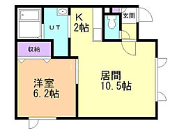 プリンストン 1LDKの間取図画像