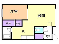アパートメントハウスグリーン 1LDKの間取図画像