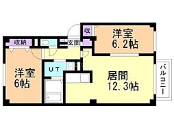 ヴィラチェリオ 2LDKの間取図画像