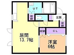 アジアート3 1LDKの間取図画像
