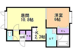ニューエスパニア1-B 1LDKの間取図画像