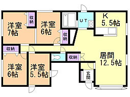 アギト東旭川A 4LDKの間取図画像