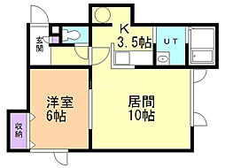 コルサージュ 1LDKの間取図画像