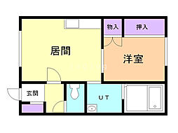 アルファコート 1DKの間取図画像