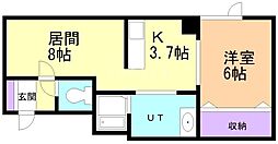 パステルB 1LDKの間取図画像