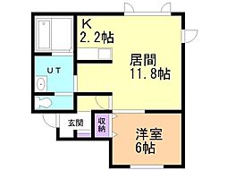 エスポワール神居 1LDKの間取図画像