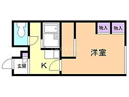 レオパレスLeciel 1Kの間取図画像