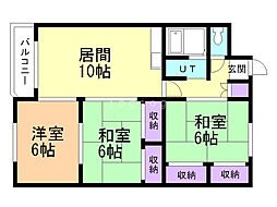 カムイ24B 3LDKの間取図画像