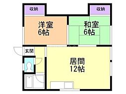 緑コーポ 2LDKの間取図画像