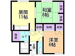 コーポこやまA 2LDKの間取図画像