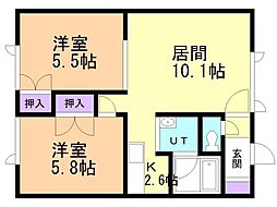メープル忠和 2LDKの間取図画像