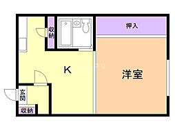 エステート川端 1Kの間取図画像