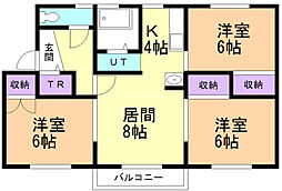 カームネスF 3LDKの間取図画像