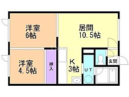 ポンドインハウス2 2LDKの間取図画像