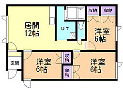 カトウハイツ21A 3LDKの間取図画像