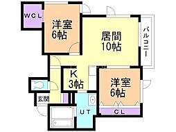 クレジスト宮下通WEST 2LDKの間取図画像