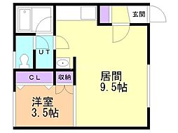 ソフィーユ九条A 1DKの間取図画像