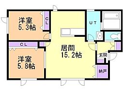 海斗ハウス 2LDKの間取図画像