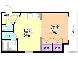 藤グリーンビル 1LDKの間取図画像