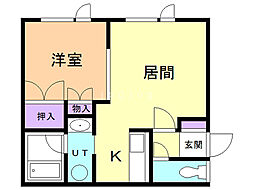 レポスなよろ 1DKの間取図画像
