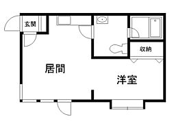 スカイハイツ東2-4 1DKの間取図画像