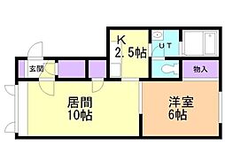 ブルーリバー 1LDKの間取図画像