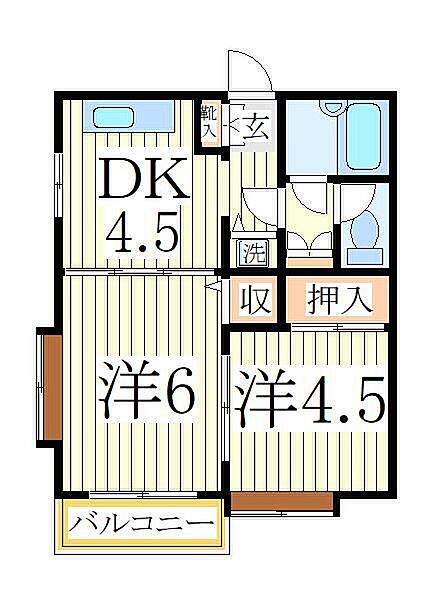 ジュネパレス柏第77 ｜千葉県柏市常盤台(賃貸マンション2DK・1階・37.26㎡)の写真 その2