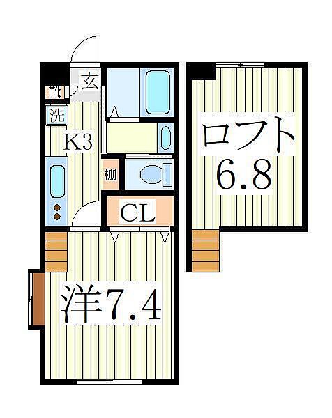 千葉県柏市柏7丁目(賃貸アパート1SK・2階・23.31㎡)の写真 その2