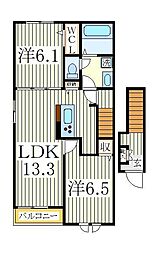 ソラリスＮ 2階2LDKの間取り