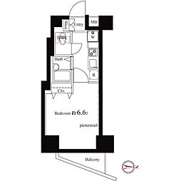 ヴェルト西大島グラーセ 10階1Kの間取り