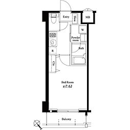 ハーモニーレジデンス門前仲町 3階1Kの間取り