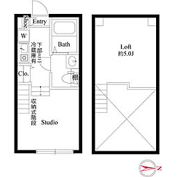 ハーモニーテラス千住緑町 ワンルームの間取図画像