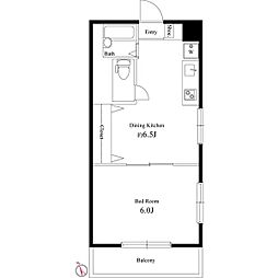 目白台コーポ 1DKの間取図画像