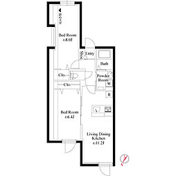 プレアス中野 2LDKの間取図画像