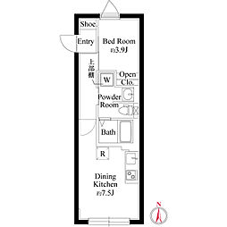 エクサム高円寺 1DKの間取図画像
